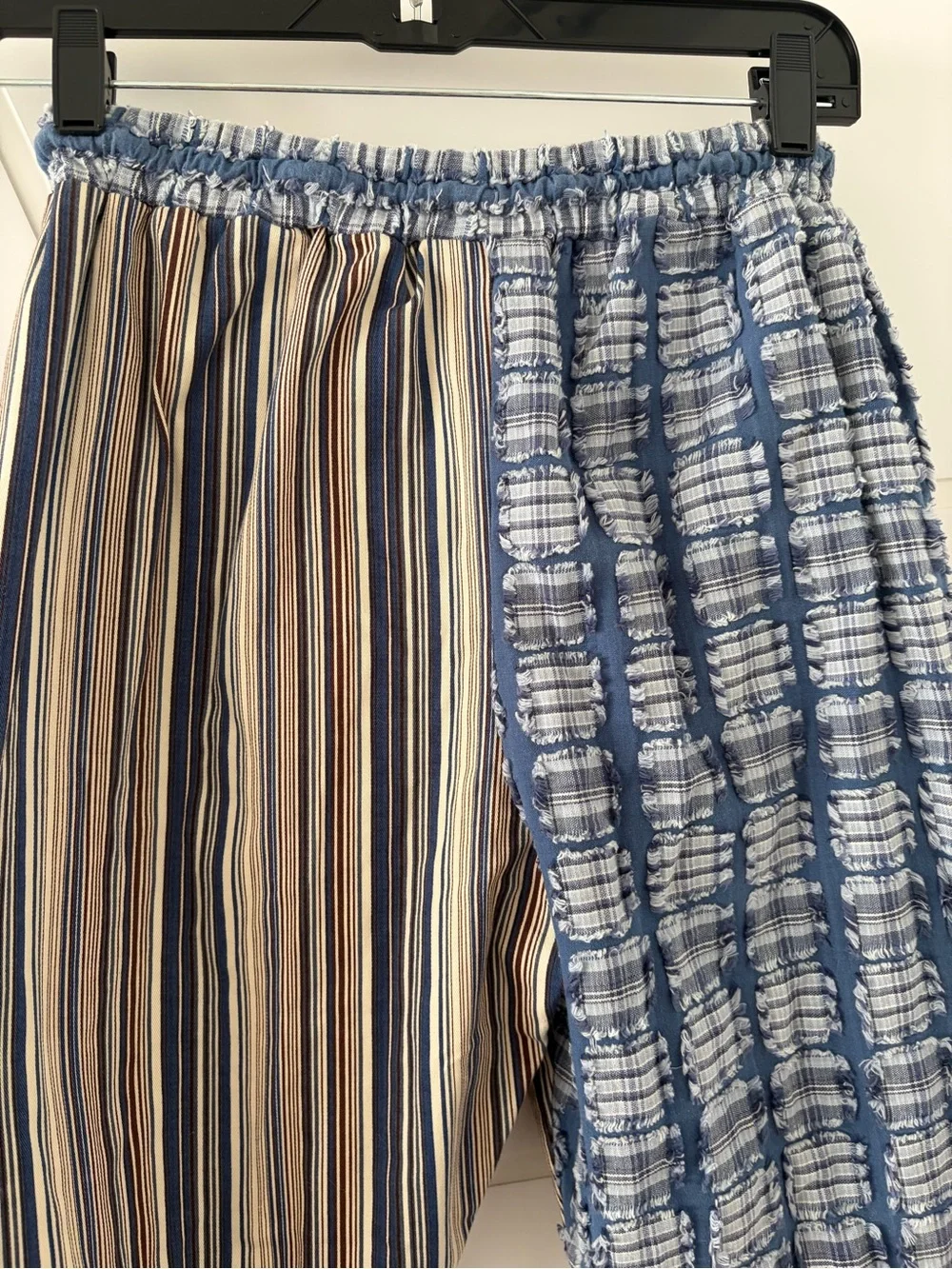 Striped Drawstring Pants in Blue and Tan